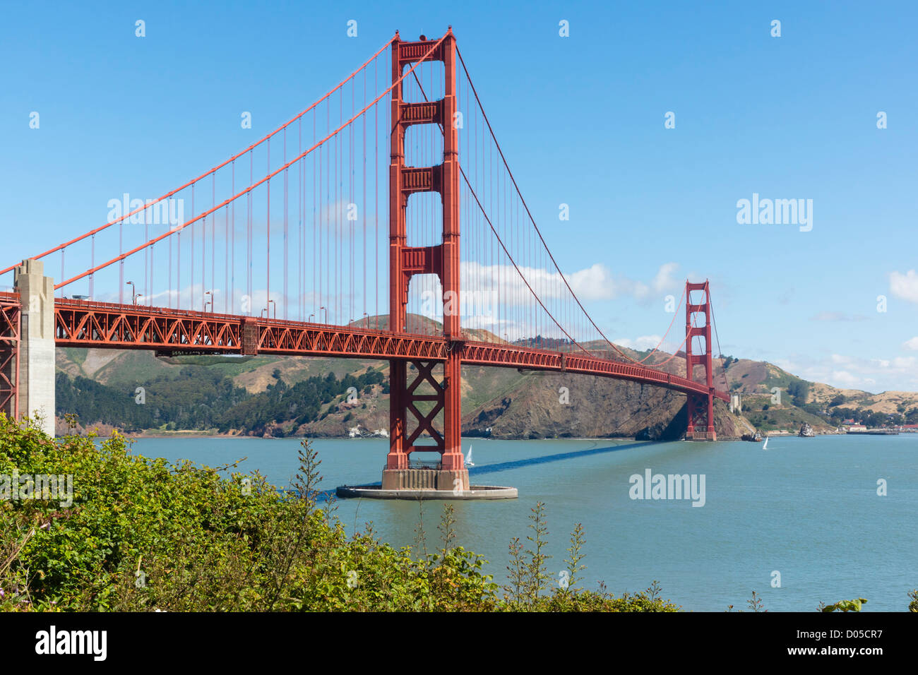 San Francisco - Golden Gate Bridge, à partir de la zone de visualisation du sud et centre d'accueil. Banque D'Images