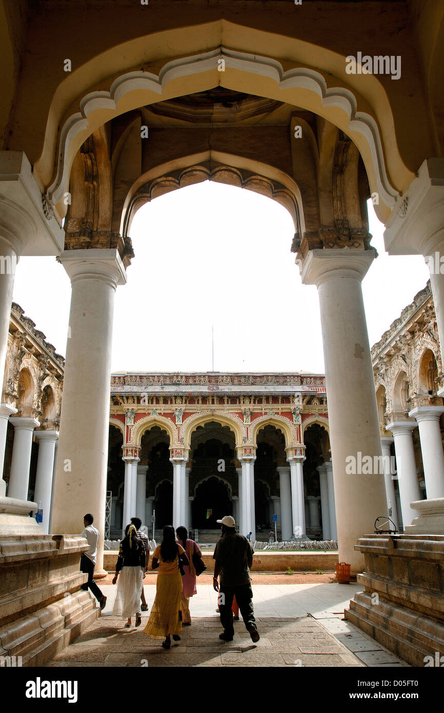 Le Palais Thirumalai Nayak de Madurai, Tamil Nadu, Inde. Banque D'Images