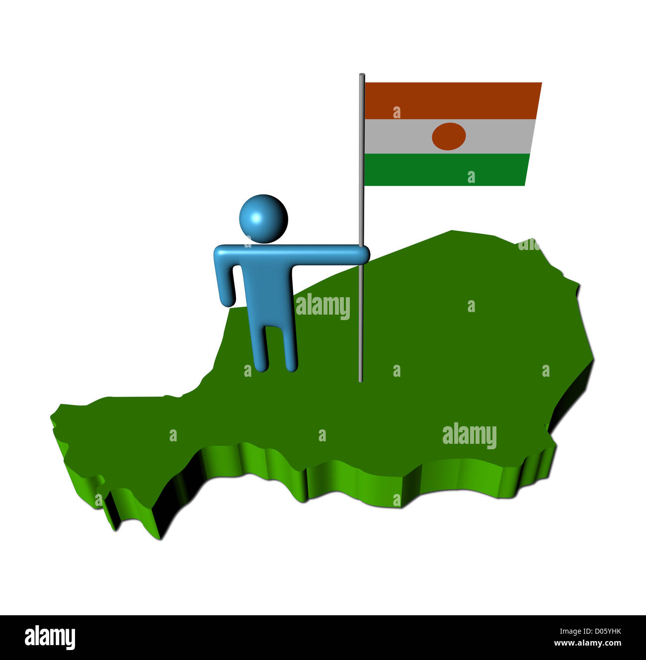 Personne abstraite avec drapeau sur le Niger map illustration Banque D'Images