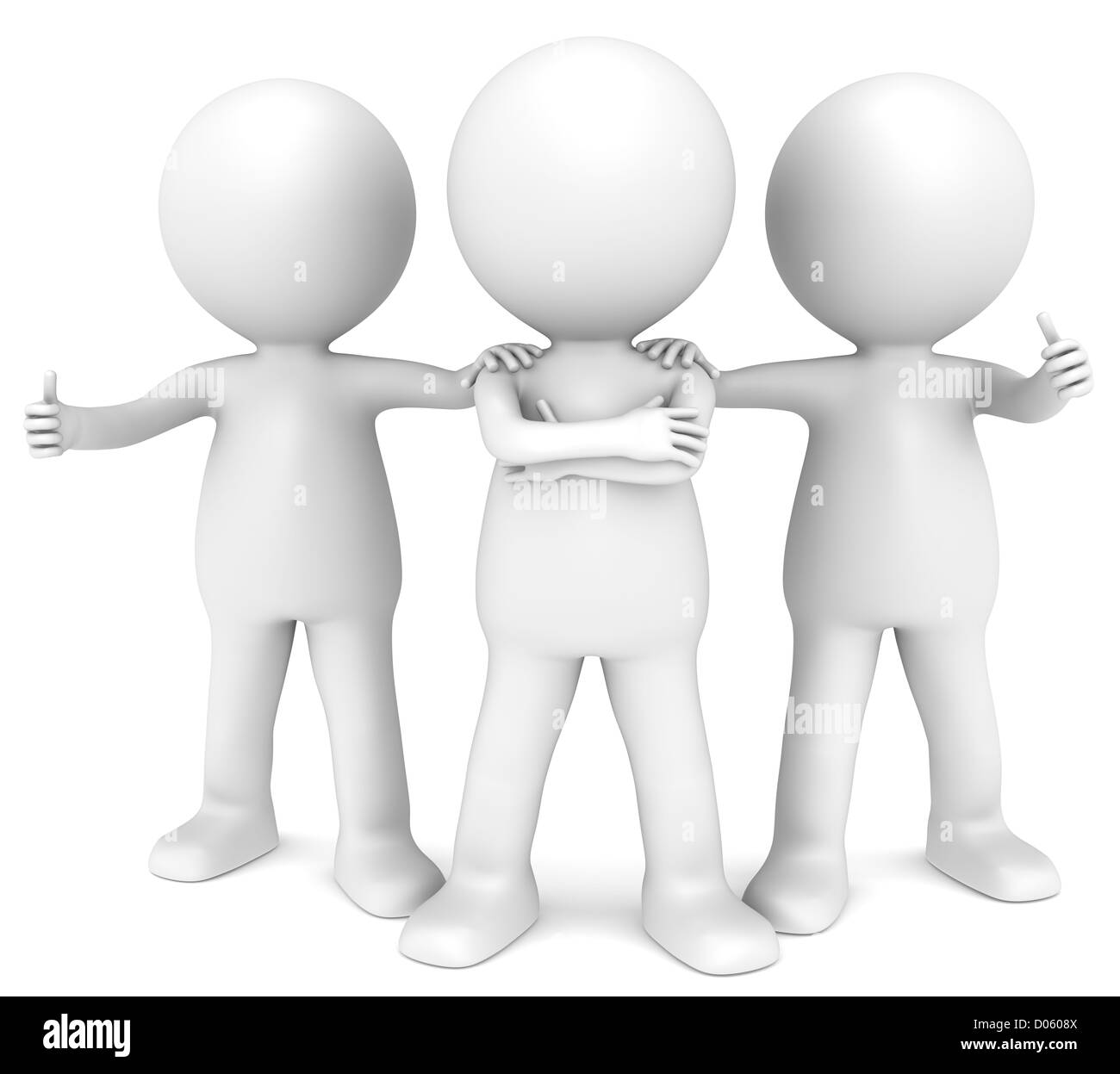 Peu de caractère humain 3D x3 dans une pose assurée. Série les gens. Banque D'Images