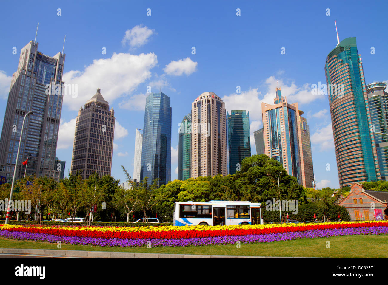 Shanghai Chine,Asie,Chinois,Oriental,Pudong Lujiazui quartier financier,Century Avenue,Central Green Space,Groenland,fleurs,Bank of Shanghai H Banque D'Images