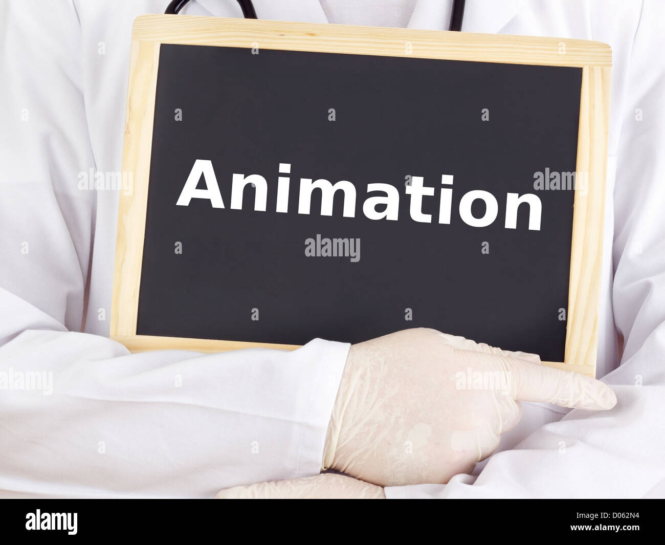 Médecin affiche des informations sur tableau noir : animation Banque D'Images Médecin affiche des informations sur tableau noir : animation Banque D'Images