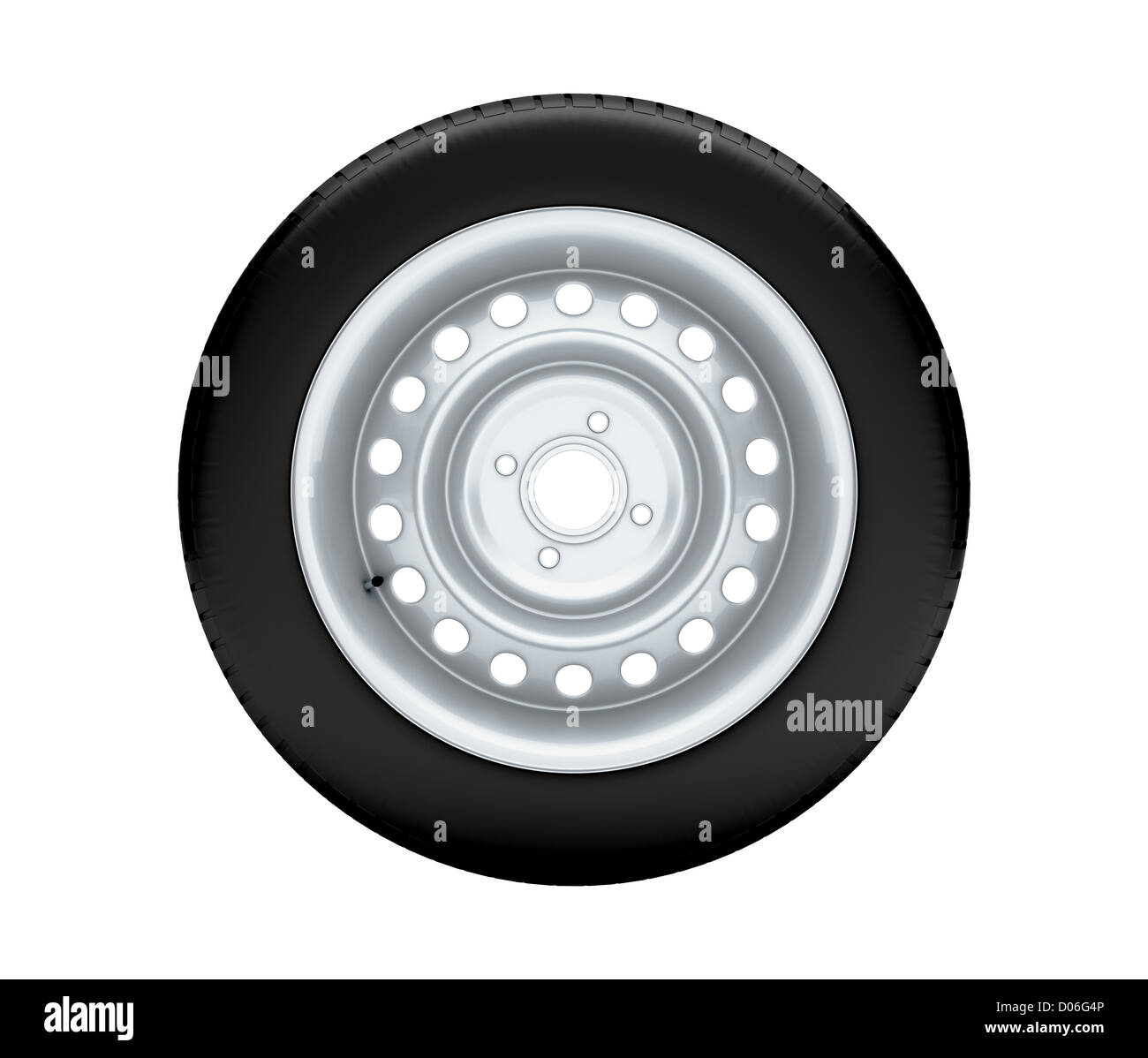 Belle voiture roue sur fond blanc, aucune ombre de rendu 3D Banque D'Images