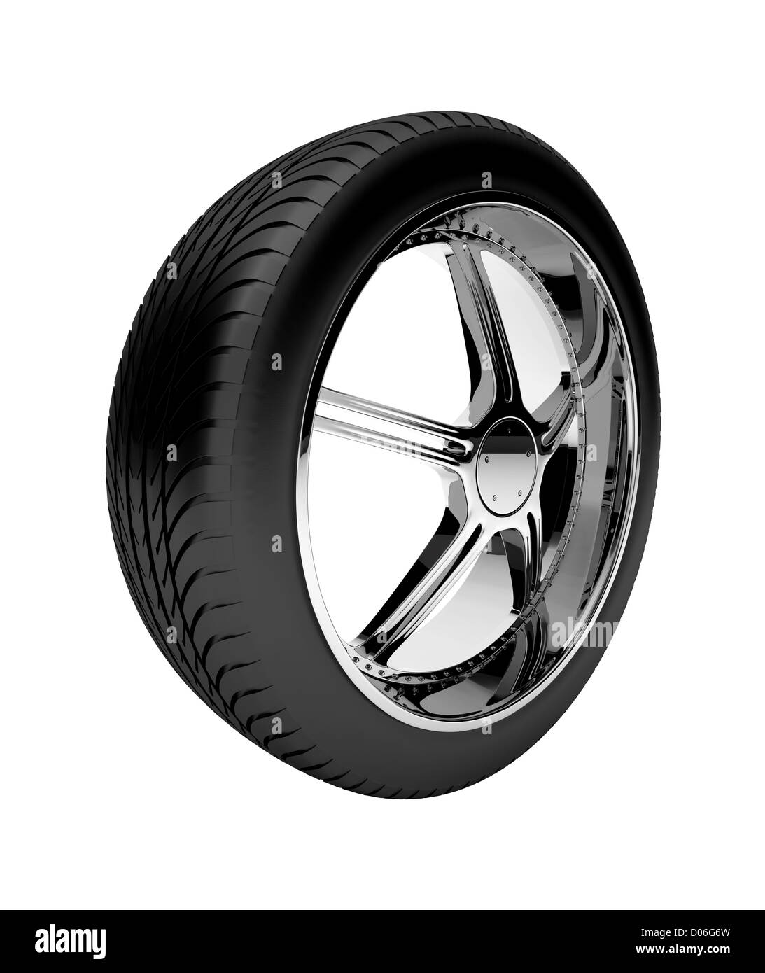 Pneu 3d avec de faux dur, isolé sur fond blanc. Banque D'Images