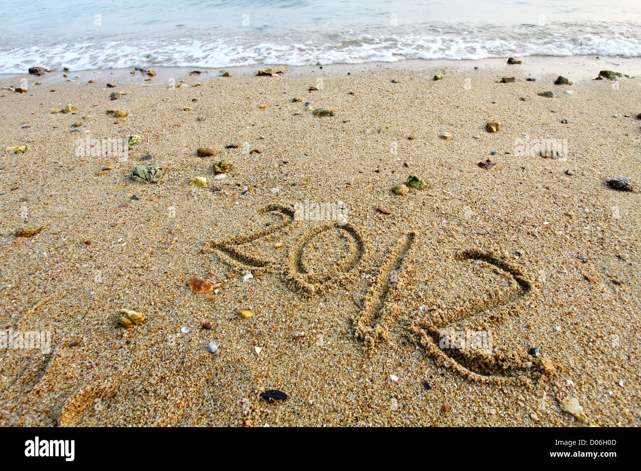 2012 mots sur le sable Banque D'Images