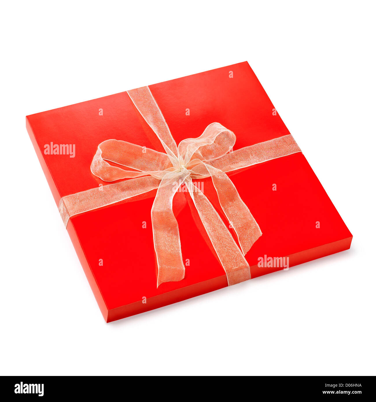 Télévision red box. Set cadeau avec un joli noeud d'arrimage.clipping path Banque D'Images