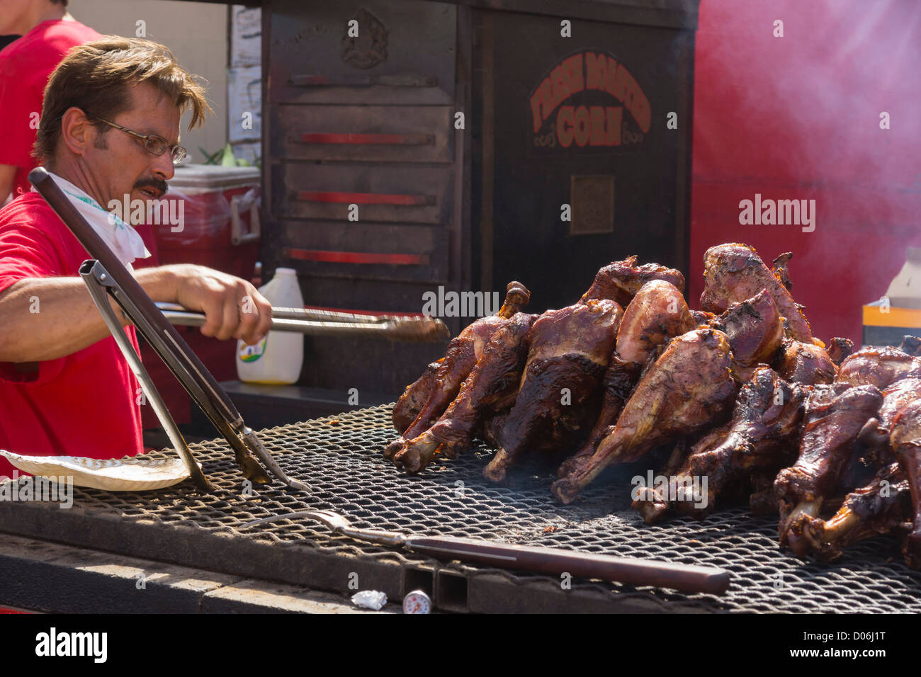 Foire du Comté de San Diego, Californie - barbecue la cuisson. Banque D'Images