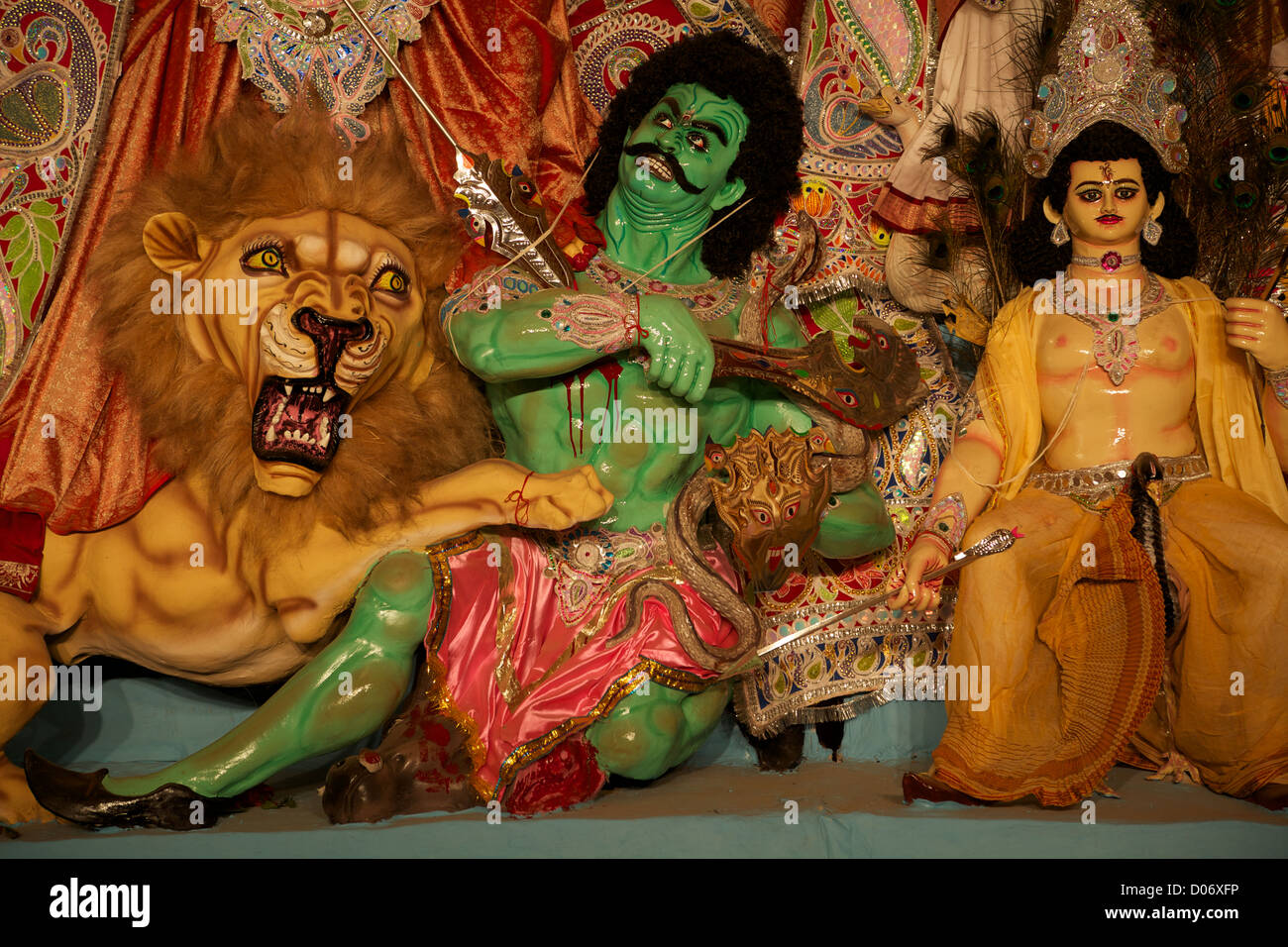Statue de Durga puja Durga maa pendant la festival à Delhi, Inde Banque D'Images