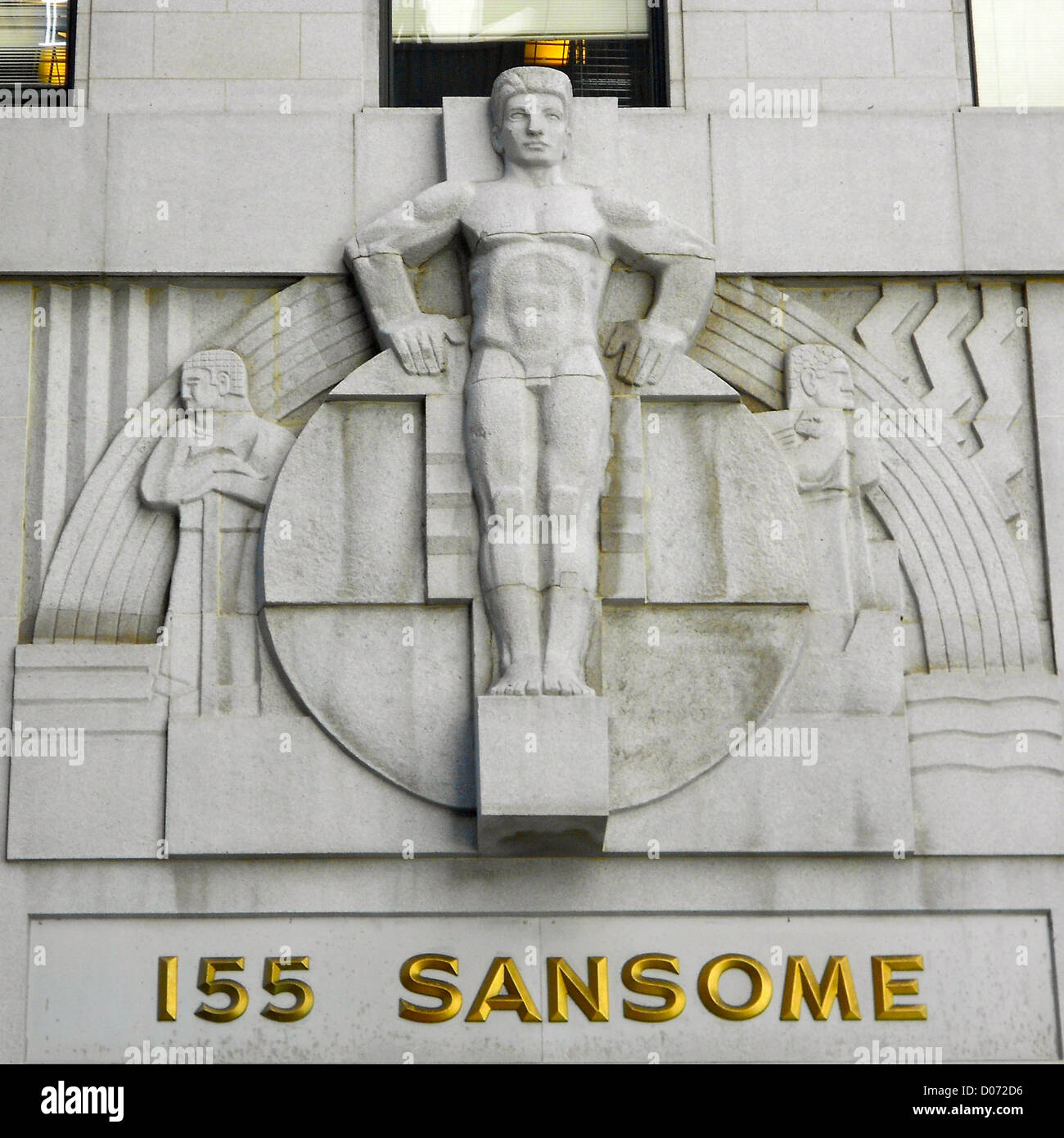 Au cours de la sculpture porte à 155 Sansome Street San Francisco. Banque D'Images