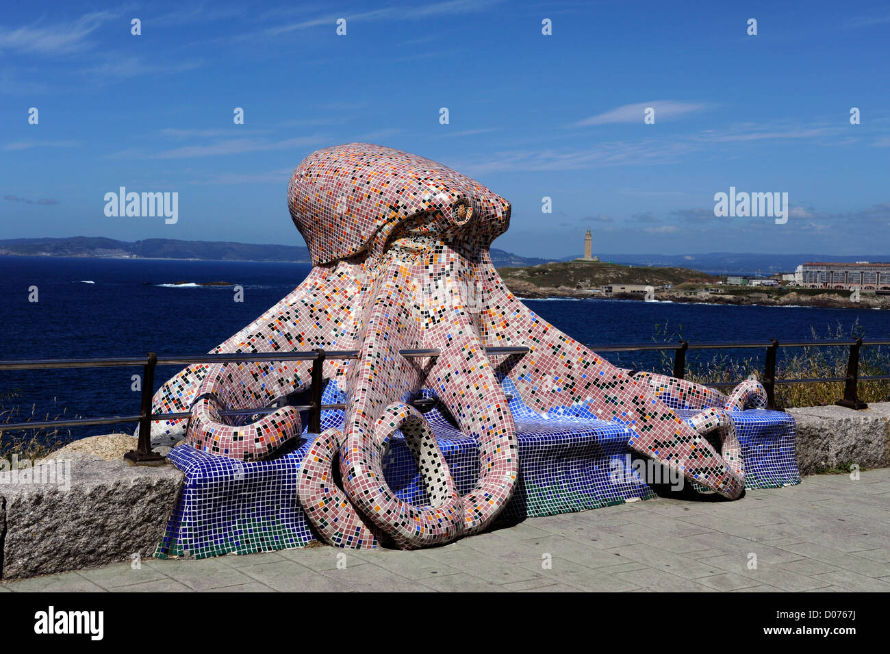 Octopus mosaïque par Javier Padin Emilie Martinez,A Coruna La Corogne, Galice, Espagne,province Banque D'Images