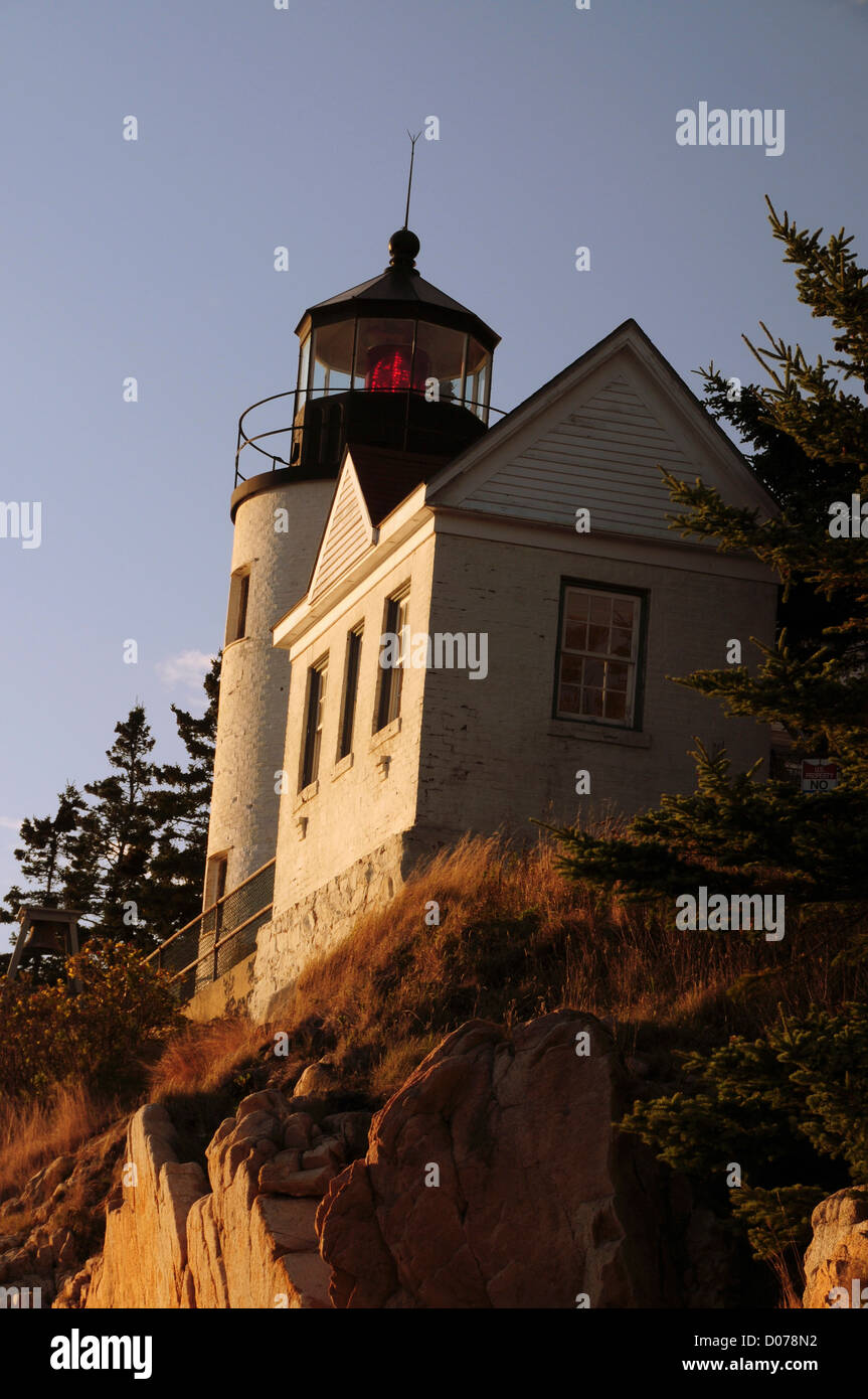 Bass Harbor Head Lighthouse en fin d'après-midi, Bass Harbor, Mount Desert Island, Maine, USA Banque D'Images