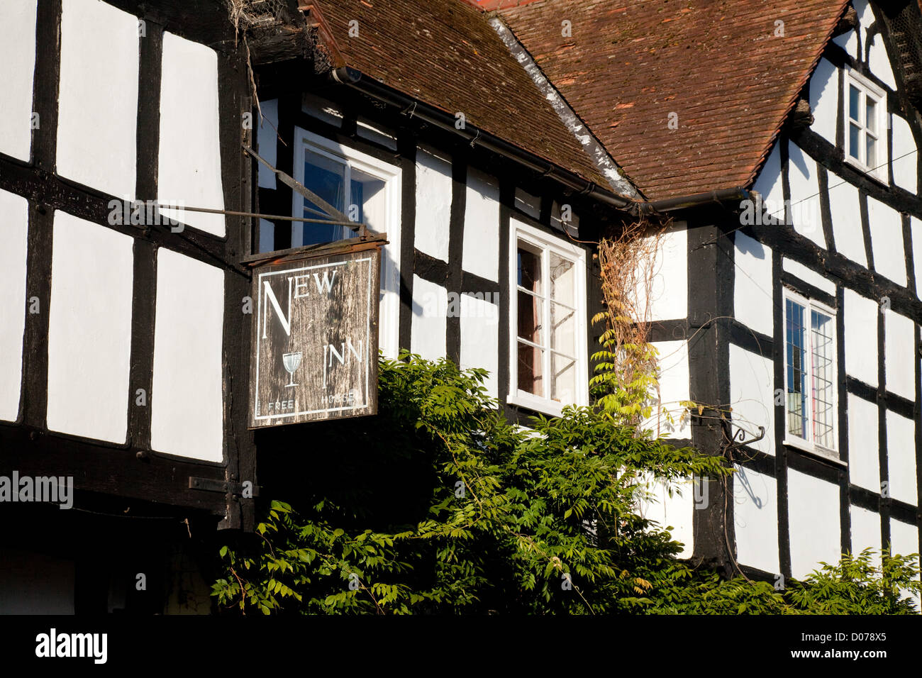 Le 14ème siècle à colombage New Inn dans Pembridge village Herefordshire Angleterre UK Banque D'Images