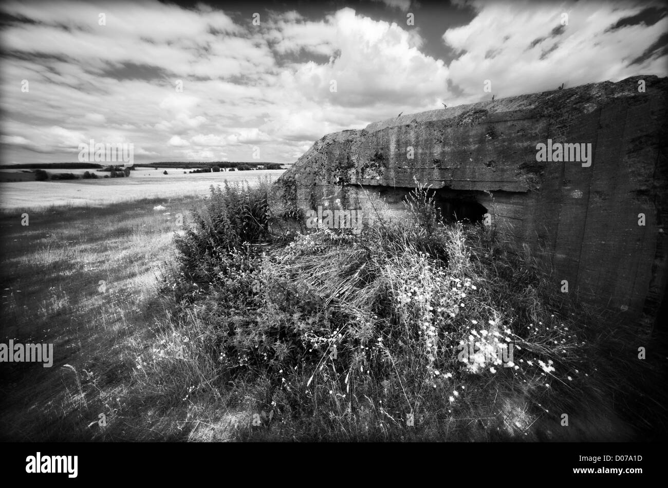 Le bunker concete, fortifications de la DEUXIÈME GUERRE MONDIALE dans Mlawa, Pologne. Banque D'Images