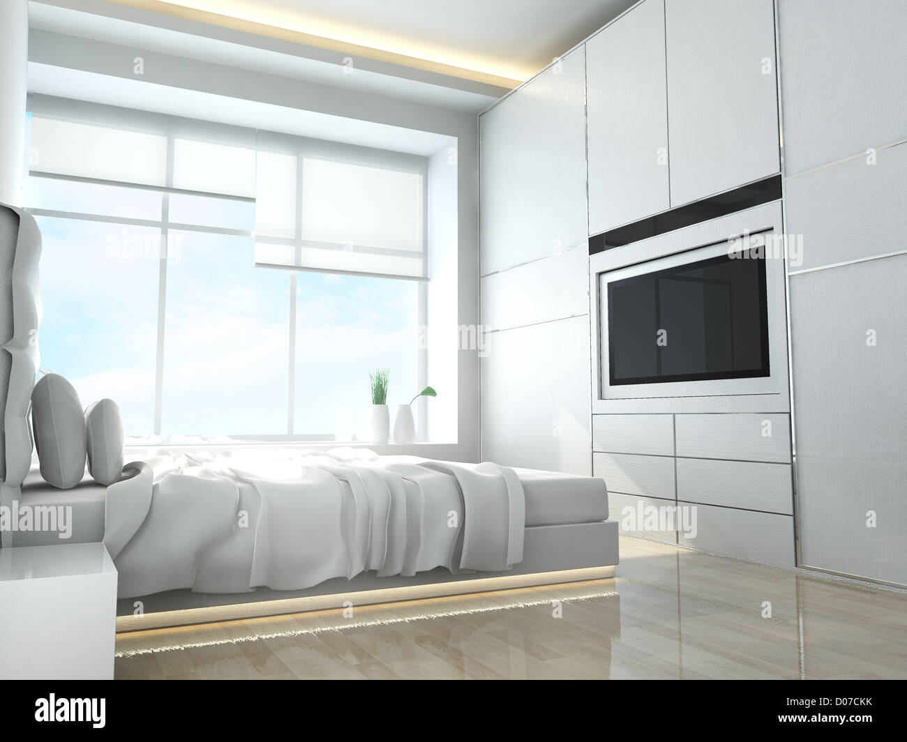 Chambre à coucher moderne de résidences ou hôtels en style minimaliste Banque D'Images