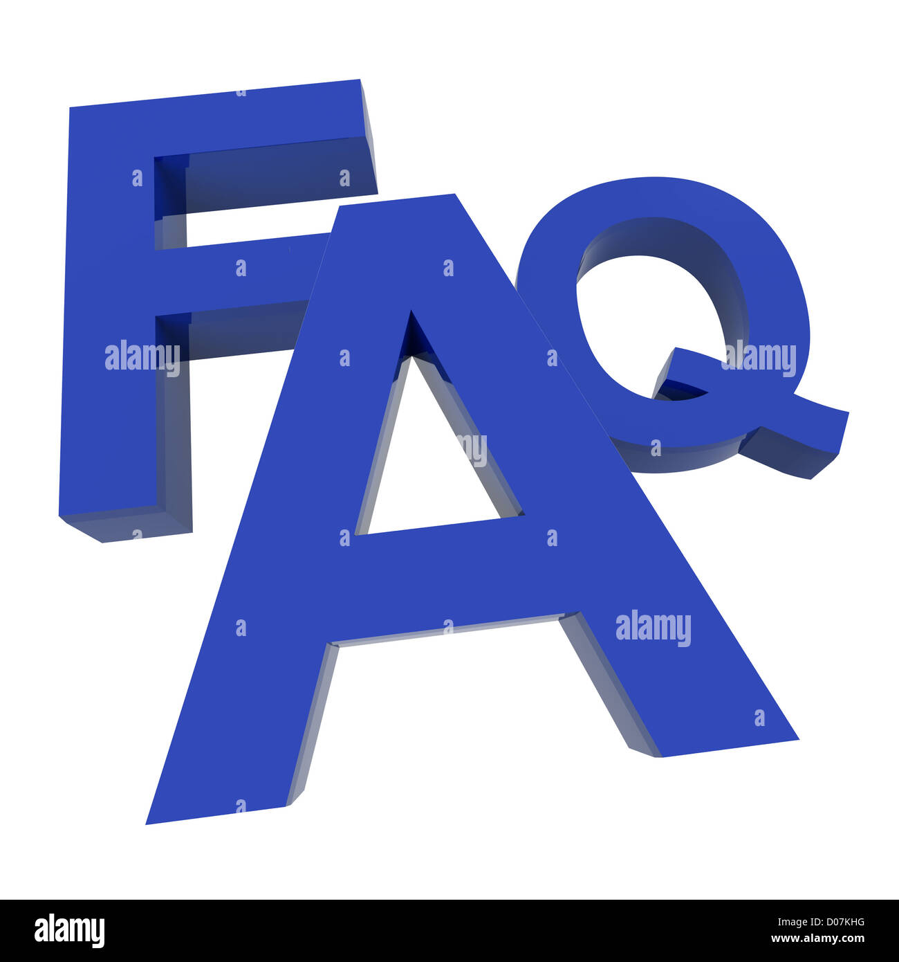 FAQ Mot en bleu montrant l'information Questions et réponses Banque D'Images