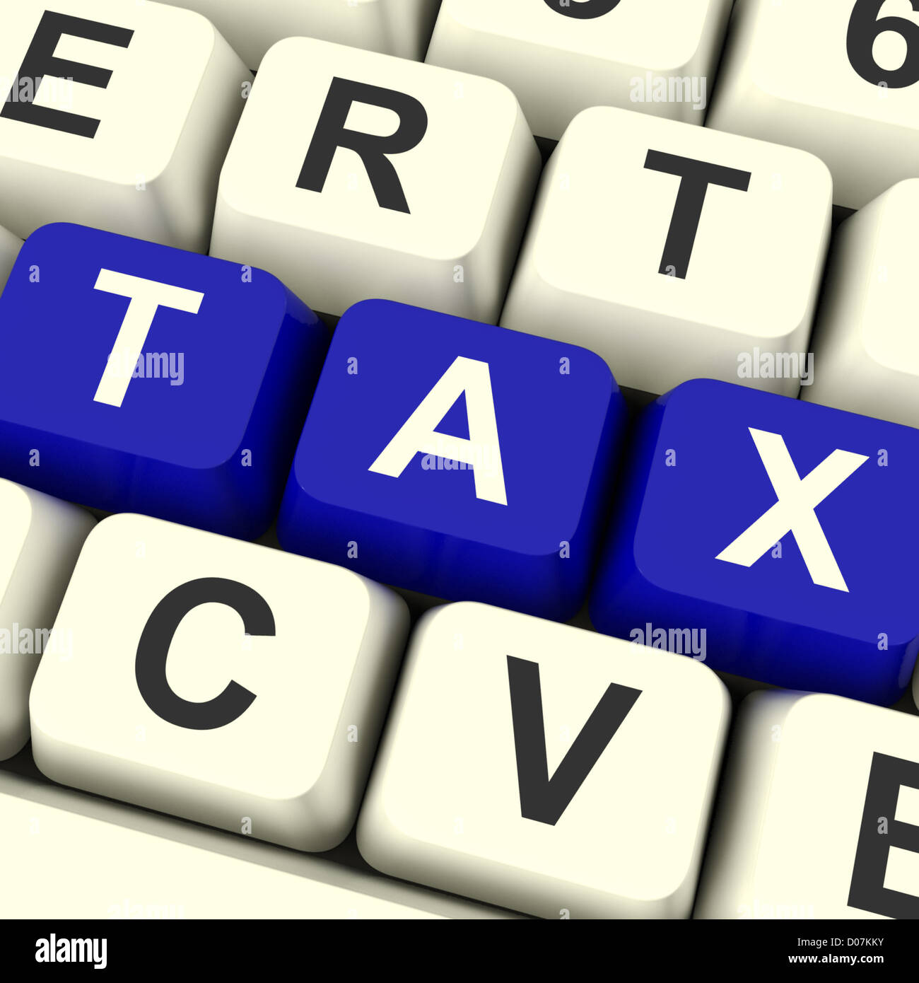 Les touches de l'ordinateur de l'impôt imposition montrant et des paiements en ligne Banque D'Images