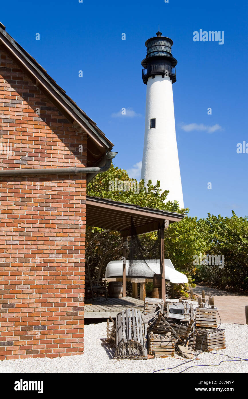 Le phare de Cape Florida,Parc national Bill Baggs, Key Biscayne, Miami, Floride, USA Banque D'Images