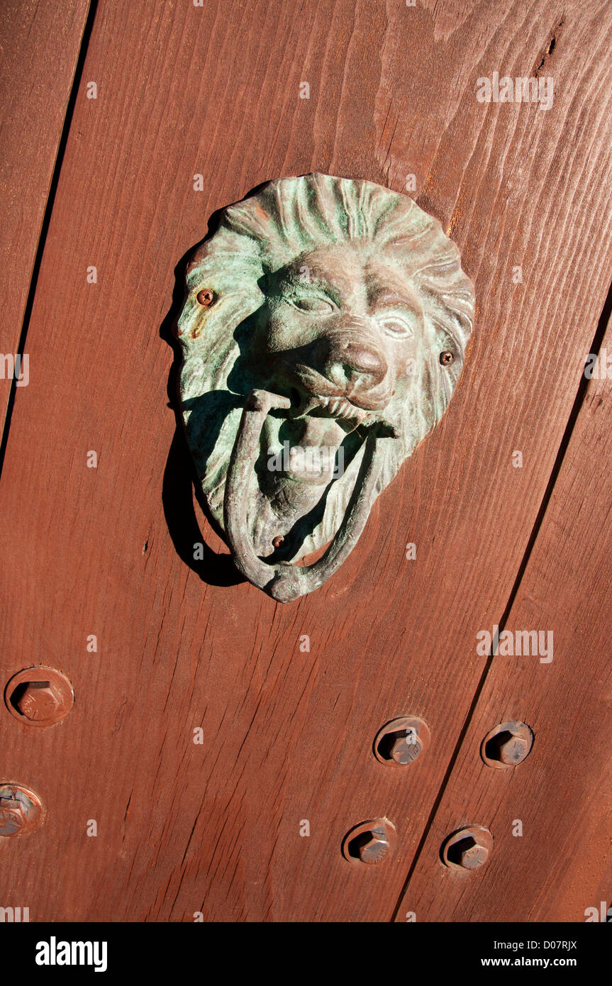 Lion mâle visage doorknocker Banque D'Images