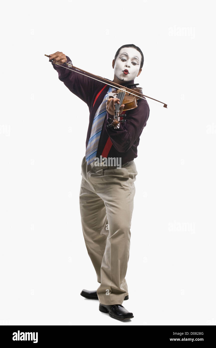 Un violon jouant Mime Banque D'Images