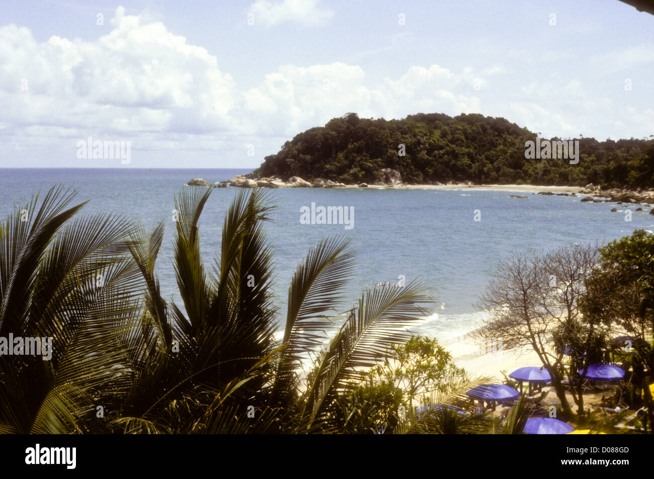 L'île de Rawa,plages bordées de palmiers, le sable blanc,la plongée,Plongée,reposant Côte Est de la Malaisie, Mer de Chine du Sud Banque D'Images