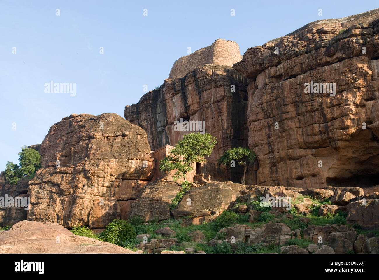 Les roches de Badami, Karnataka, Inde Banque D'Images
