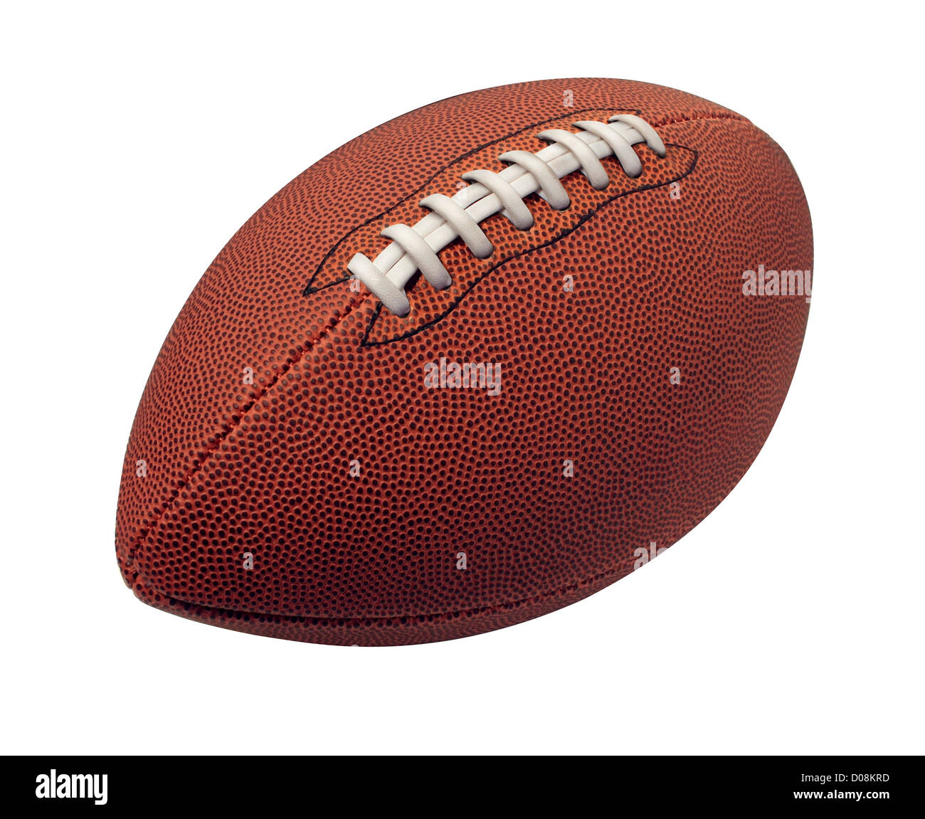 Football isolé sur un fond blanc comme un ballon pour le sport professionnel américain et canadien traditionnel jeu fonctionne sur un livre blanc Banque D'Images