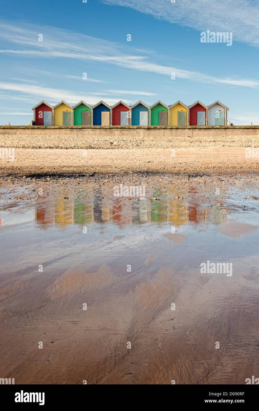 Cabines de plage de Blyth dans le Northumberland Banque D'Images