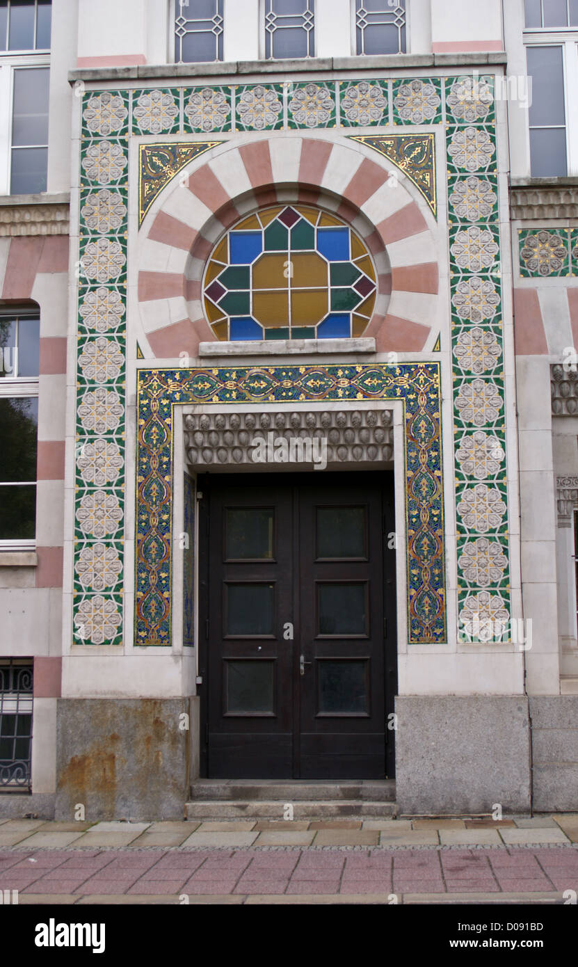 Porte ornée de Yenidze usine de cigarettes par Martin Hammitzsch, 1908-9, Dresde, Saxe, Saxe, Allemagne Banque D'Images