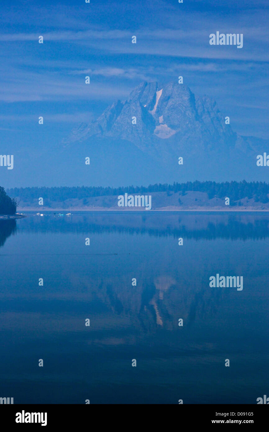 Mont Moran et Jackson Lake, Grand Teton National Park, Wyoming, USA Banque D'Images