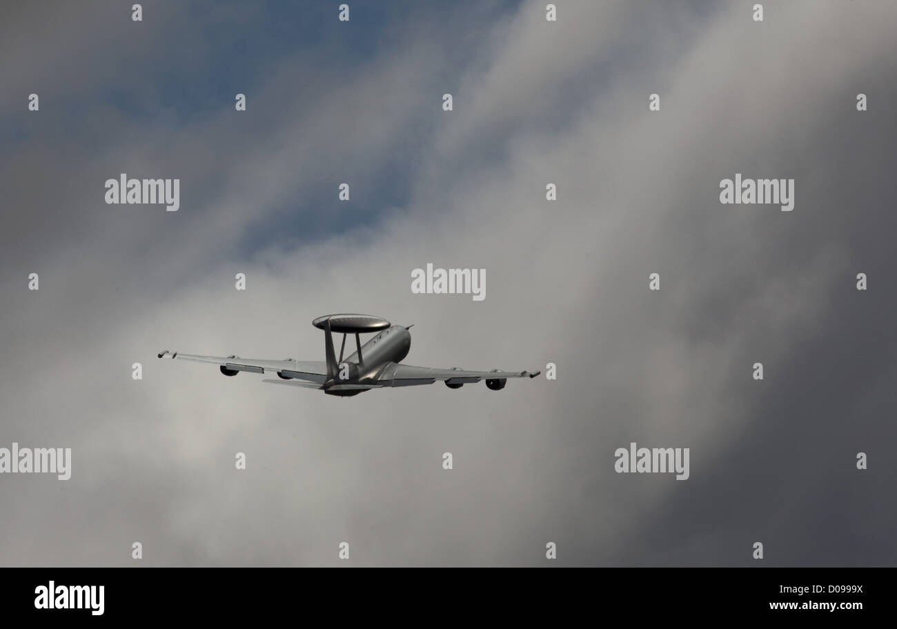 Le Boeing E-3 Sentry fonctionne à RAF LEUCHARS SCOTLAND UK Banque D'Images