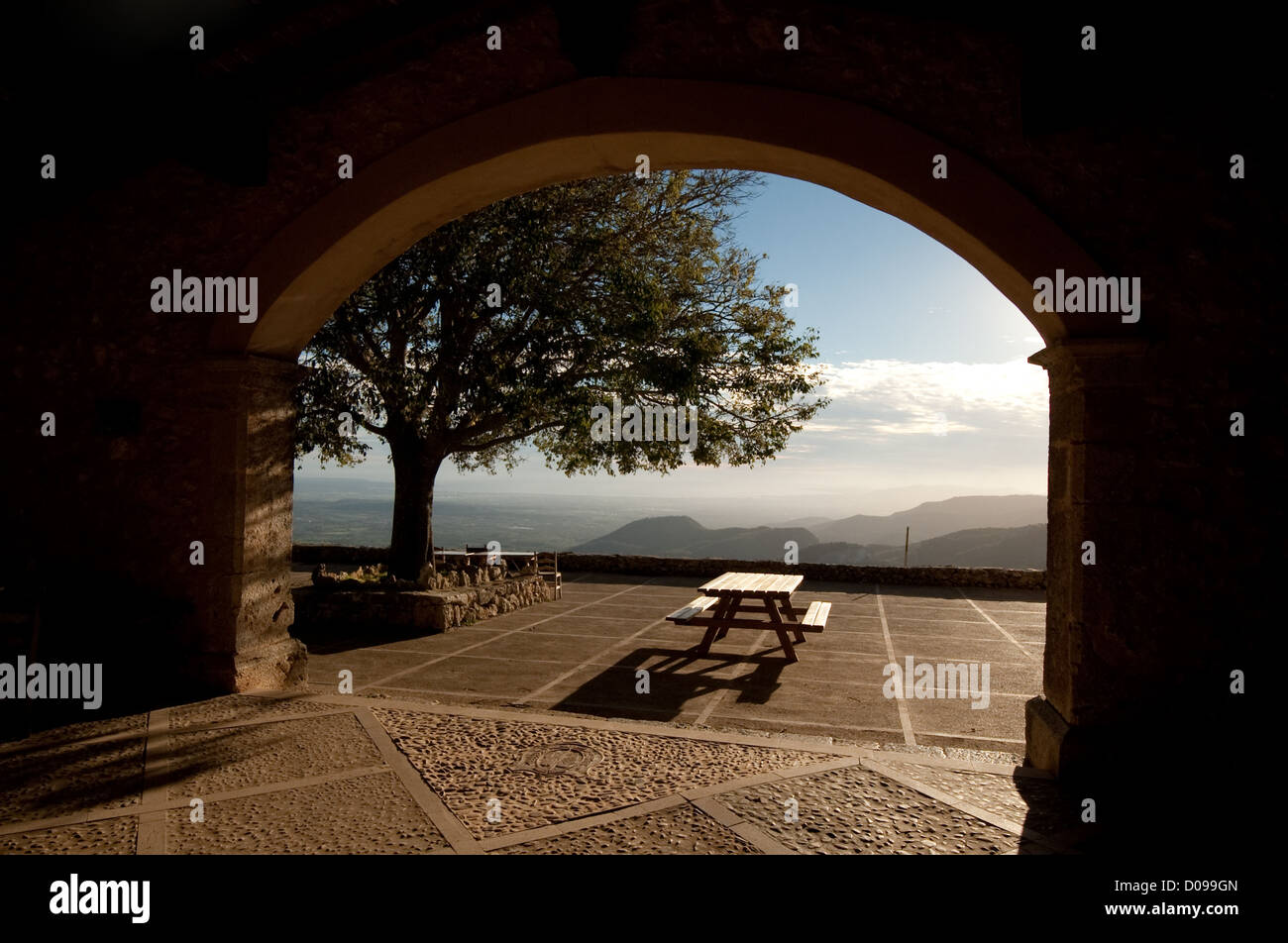 Auberge au château de Alaró, Puig de Alaró, mountain hill, Mallorca Majorque Espagne Europe Banque D'Images