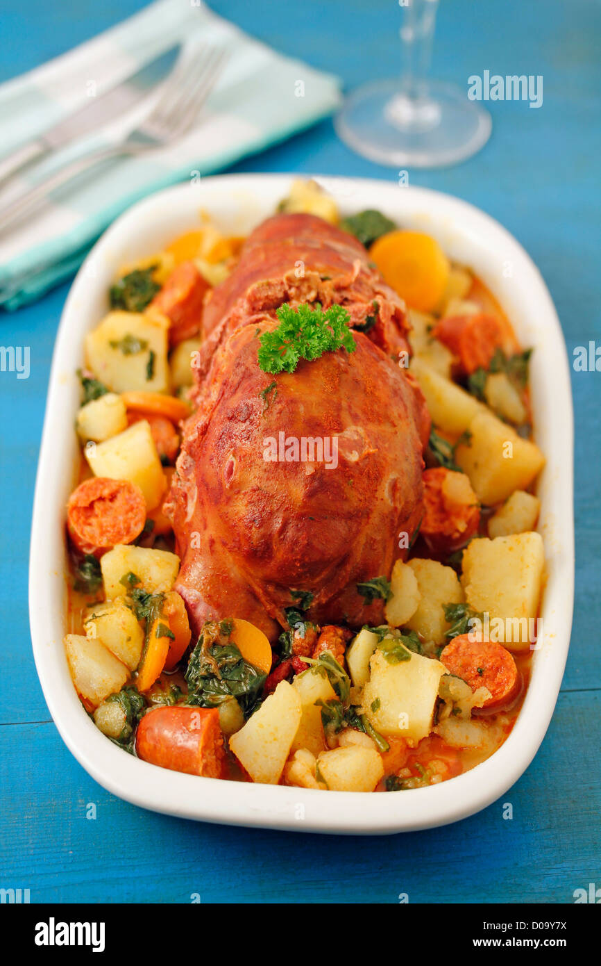 'Botillo del Bierzo" repas espagnol typique de Leon province. Recette disponible. Banque D'Images