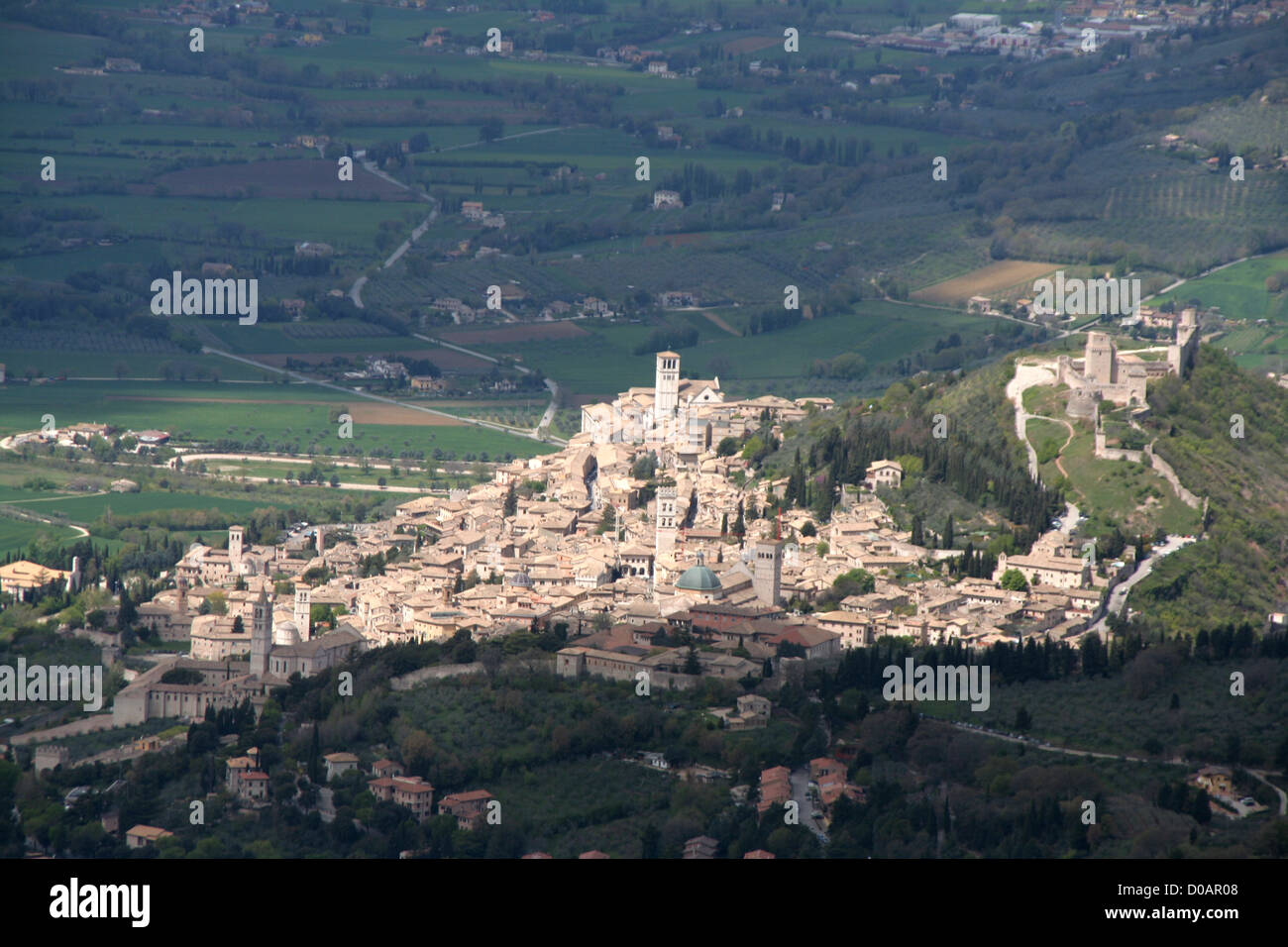 Vue aérienne de la ville de Assisi Ombrie hill Banque D'Images