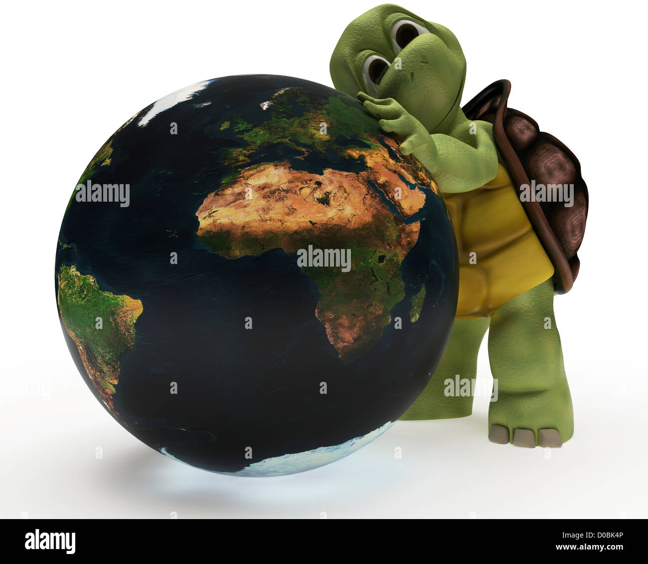 3D Render of a Tortoise with globe Banque D'Images