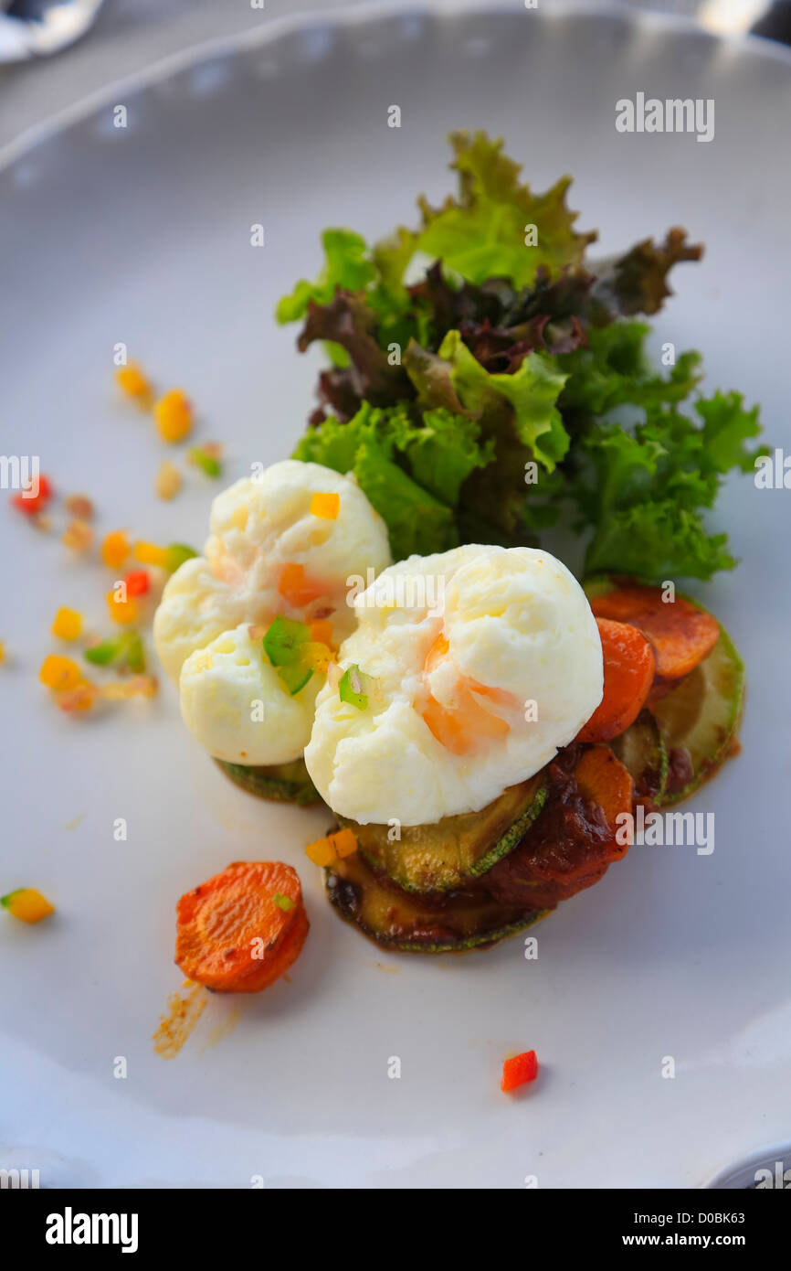 Les oeufs pochés, l'Hotelito Desconocido Sanctuary Reserve & Spa, Jalisco, Mexique Banque D'Images
