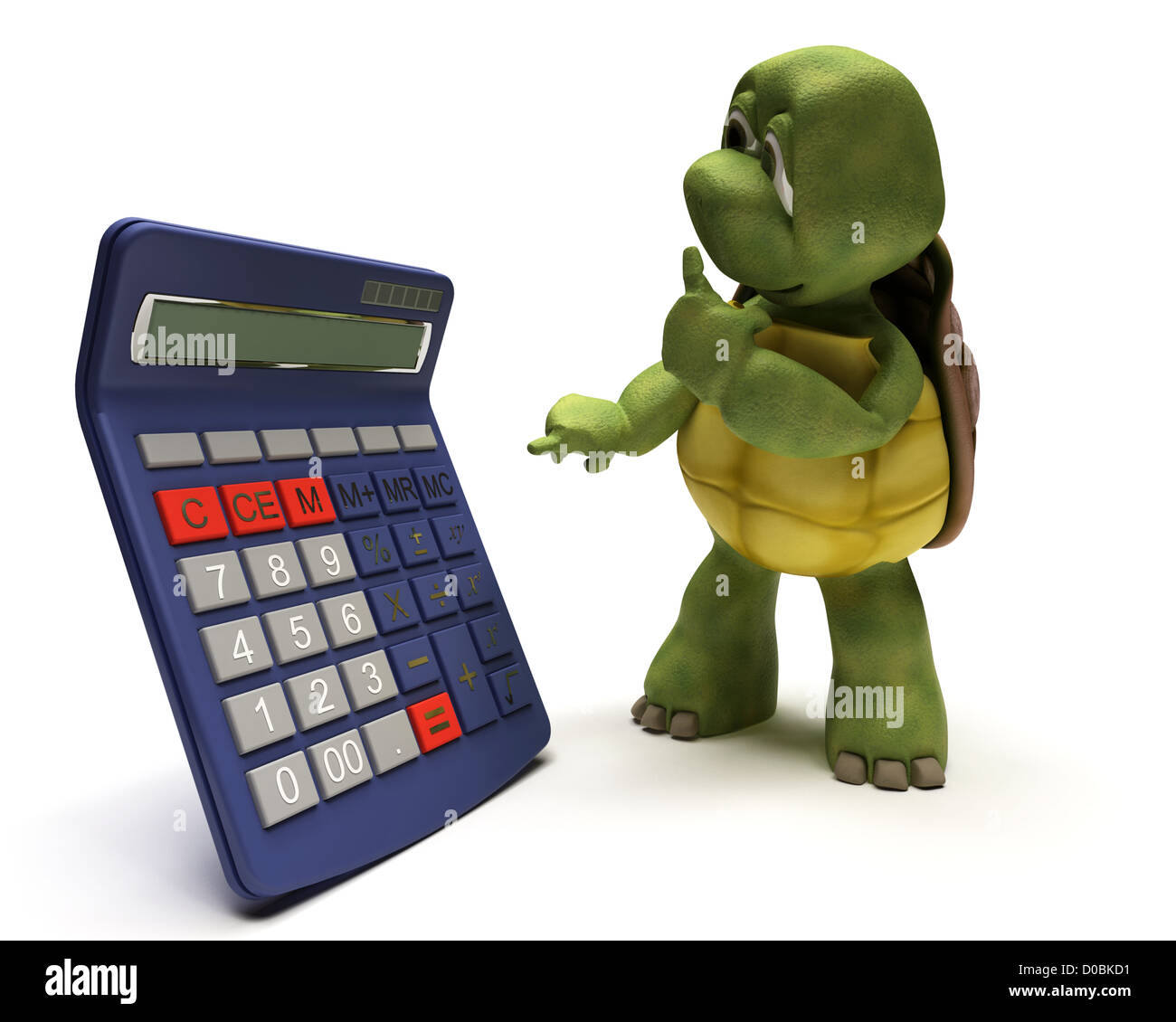 3D Render of a Tortoise with calculator Banque D'Images