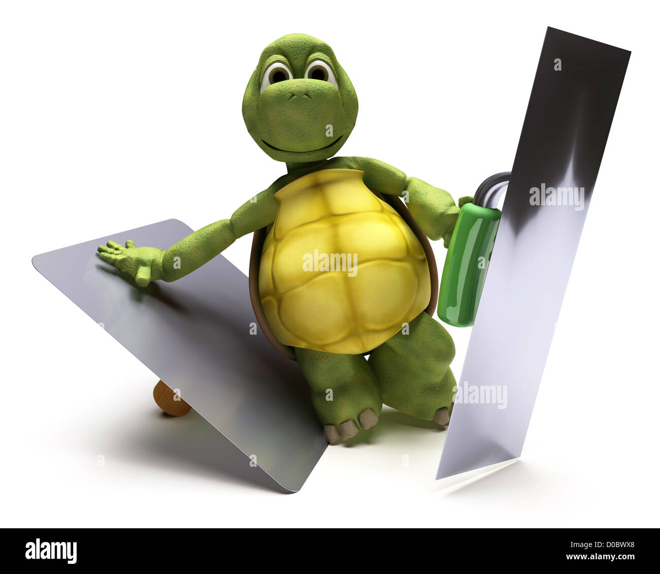 3D Render of a tortoise avec hawk et truelle Banque D'Images