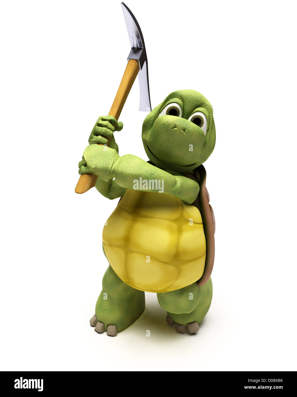 3D Render de la tortue avec une hache Banque D'Images