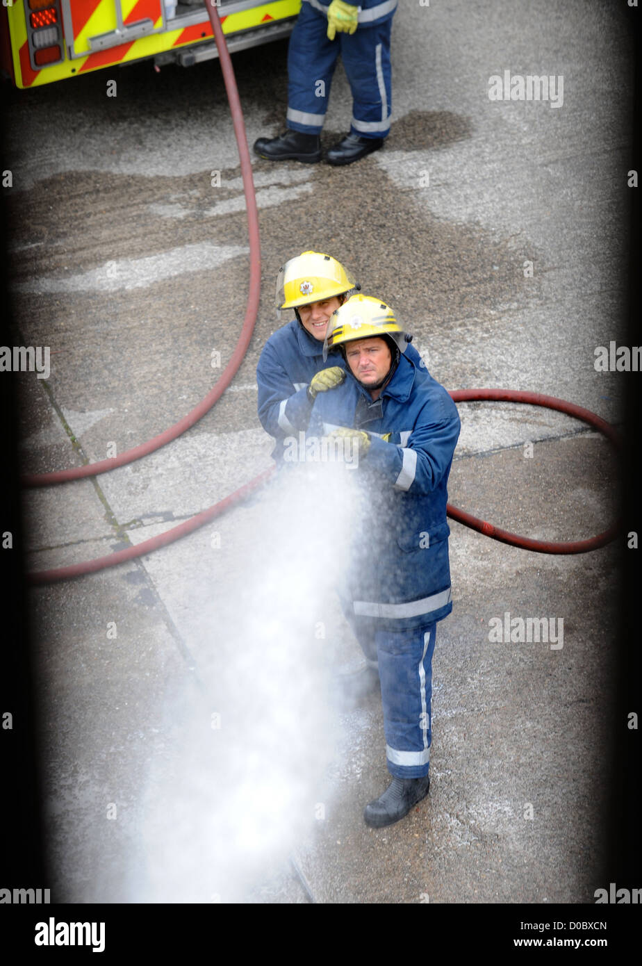 Fireman de white watch à Pontypridd Fire Station dans le sud du Pays de Galles UK Banque D'Images