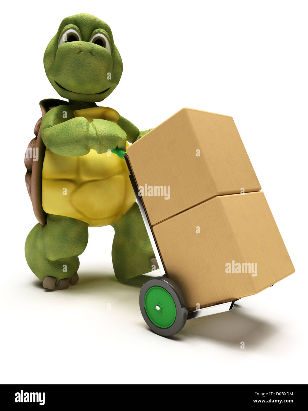 3D Render de la Tortue avec les caisses d'expédition Banque D'Images