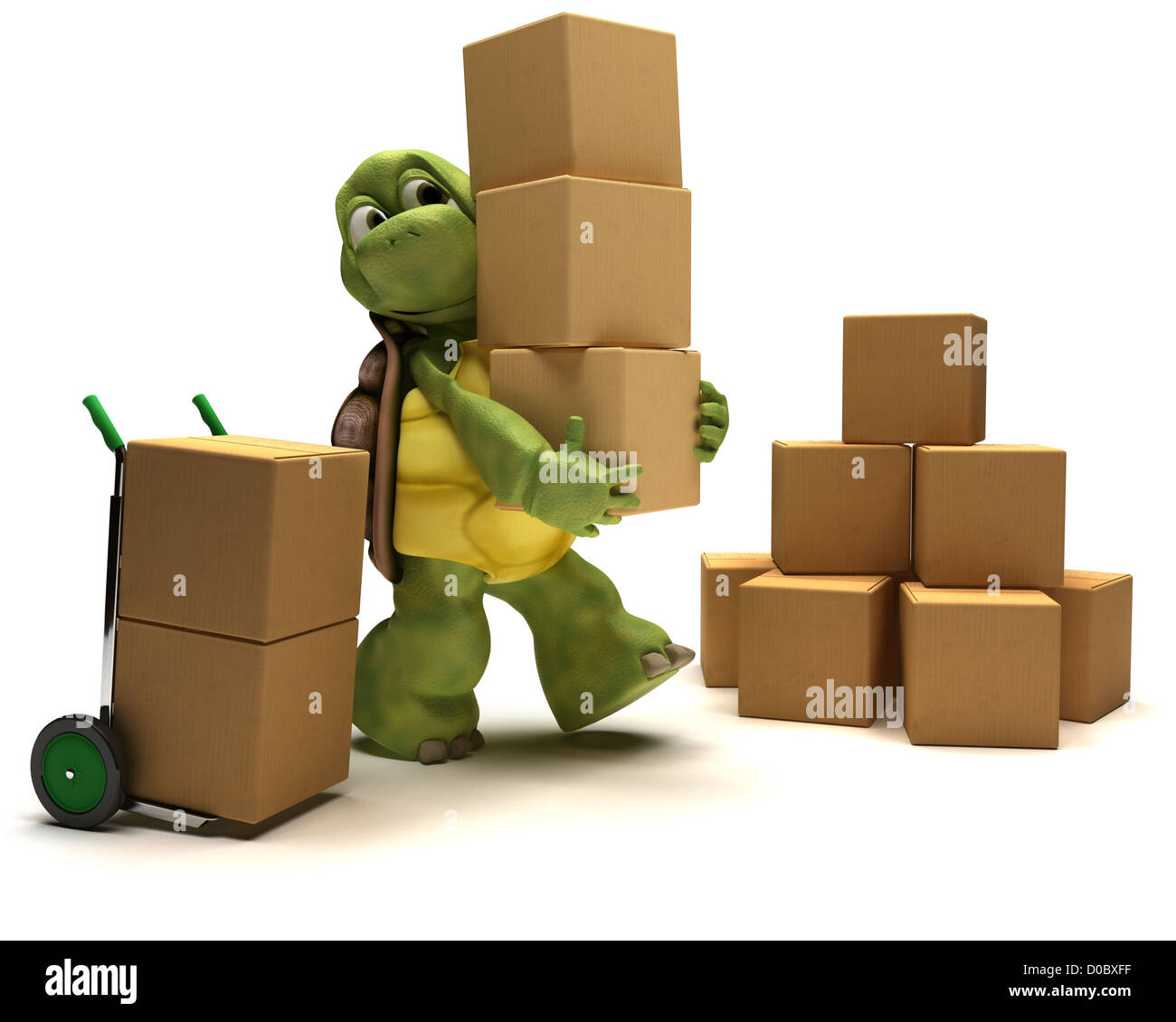 3D Render de la Tortue avec les caisses d'expédition Banque D'Images