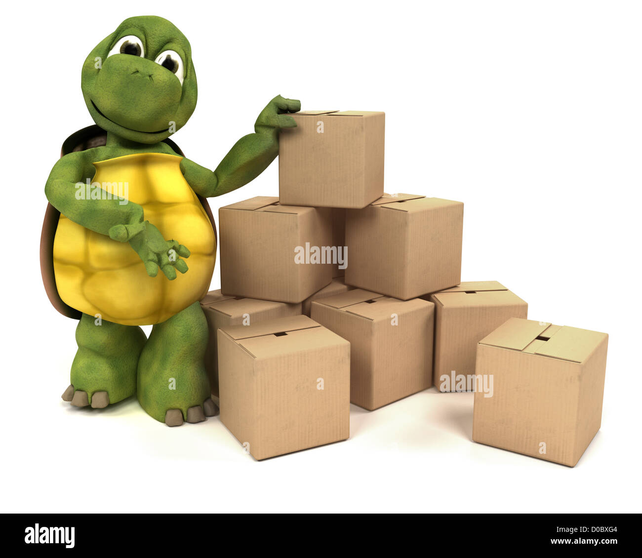 3D Render de la Tortue avec les caisses d'expédition Banque D'Images