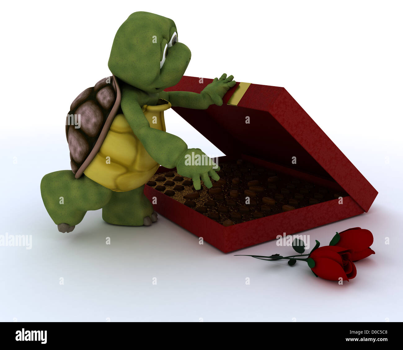 D'un rendu 3D avec tortue cadeau romantique Banque D'Images