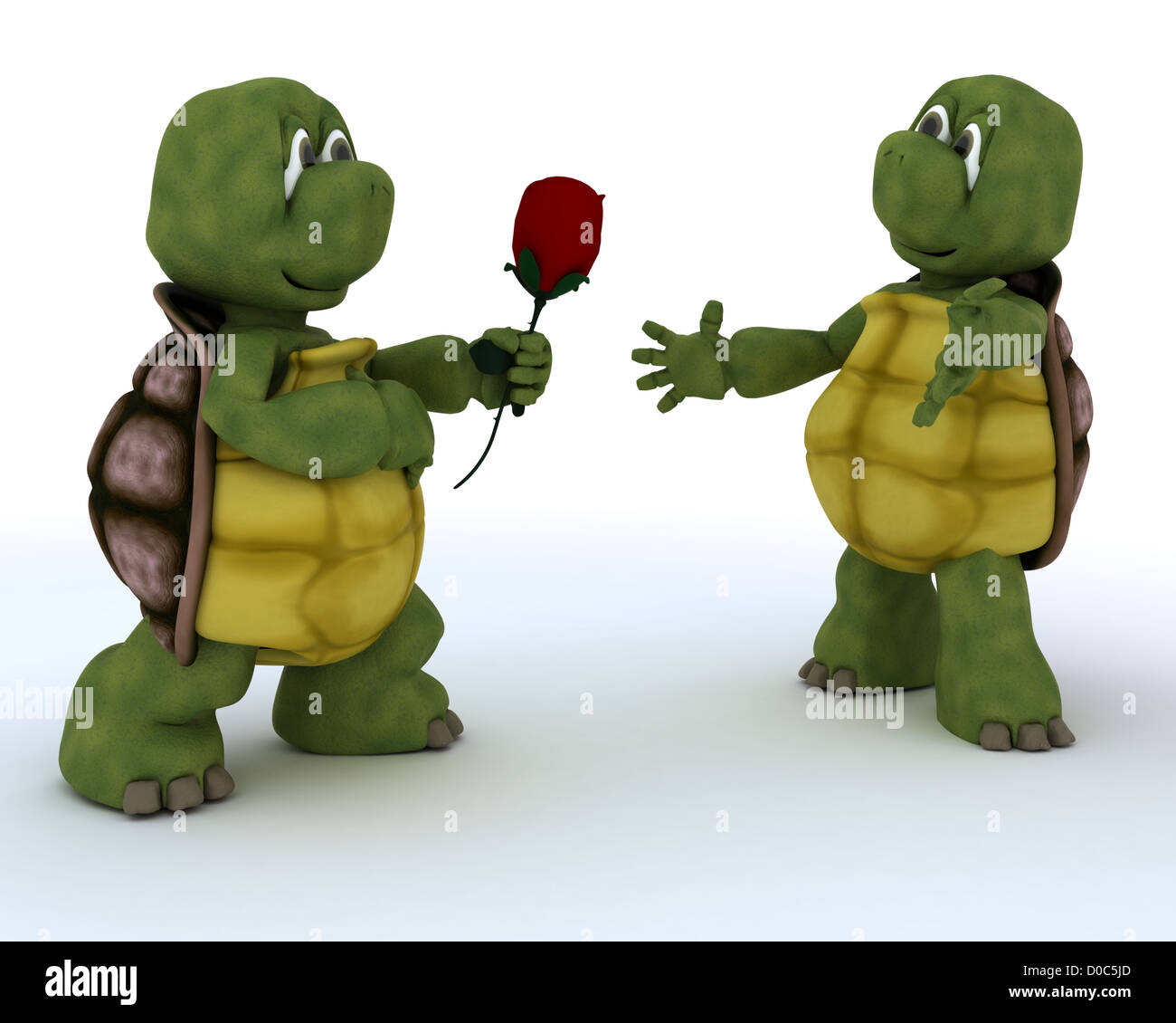 D'un rendu 3D avec tortue cadeau romantique Banque D'Images