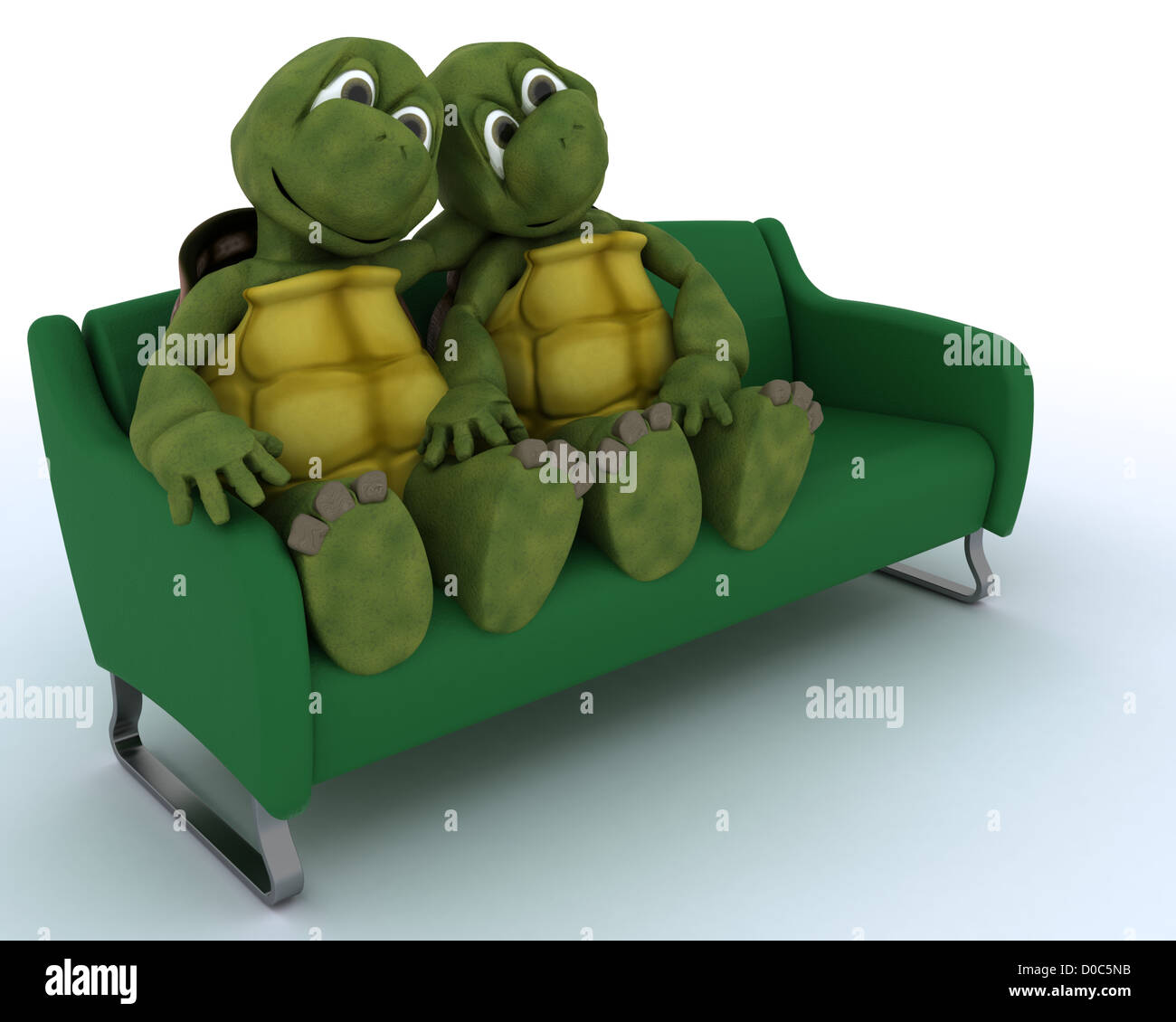 3D render of une tortue sur un canapé Banque D'Images