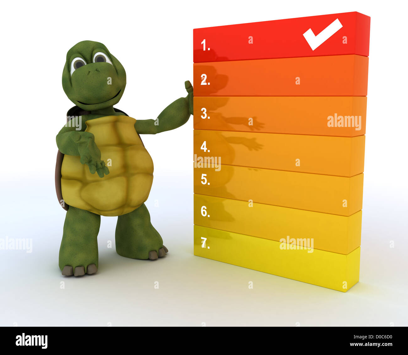3D render de la tortue avec une todo list Banque D'Images