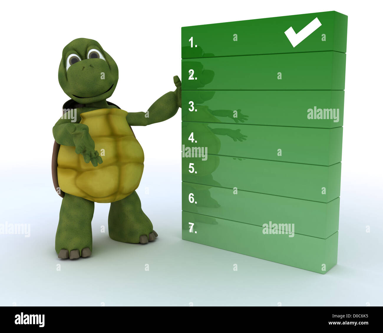 3D render de la tortue avec une todo list Banque D'Images