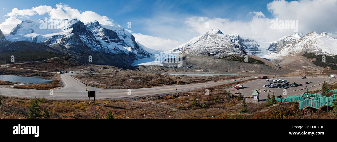 Vue panoramique du glacier Athabasca. Banque D'Images