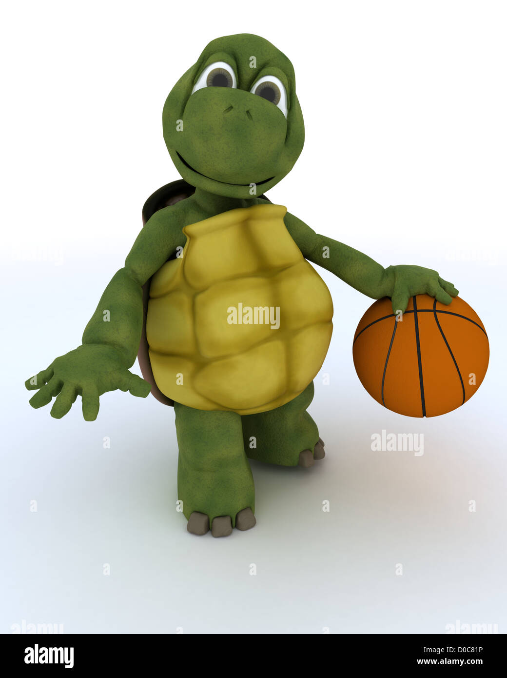 3D render of a tortoise playing basketball Banque D'Images