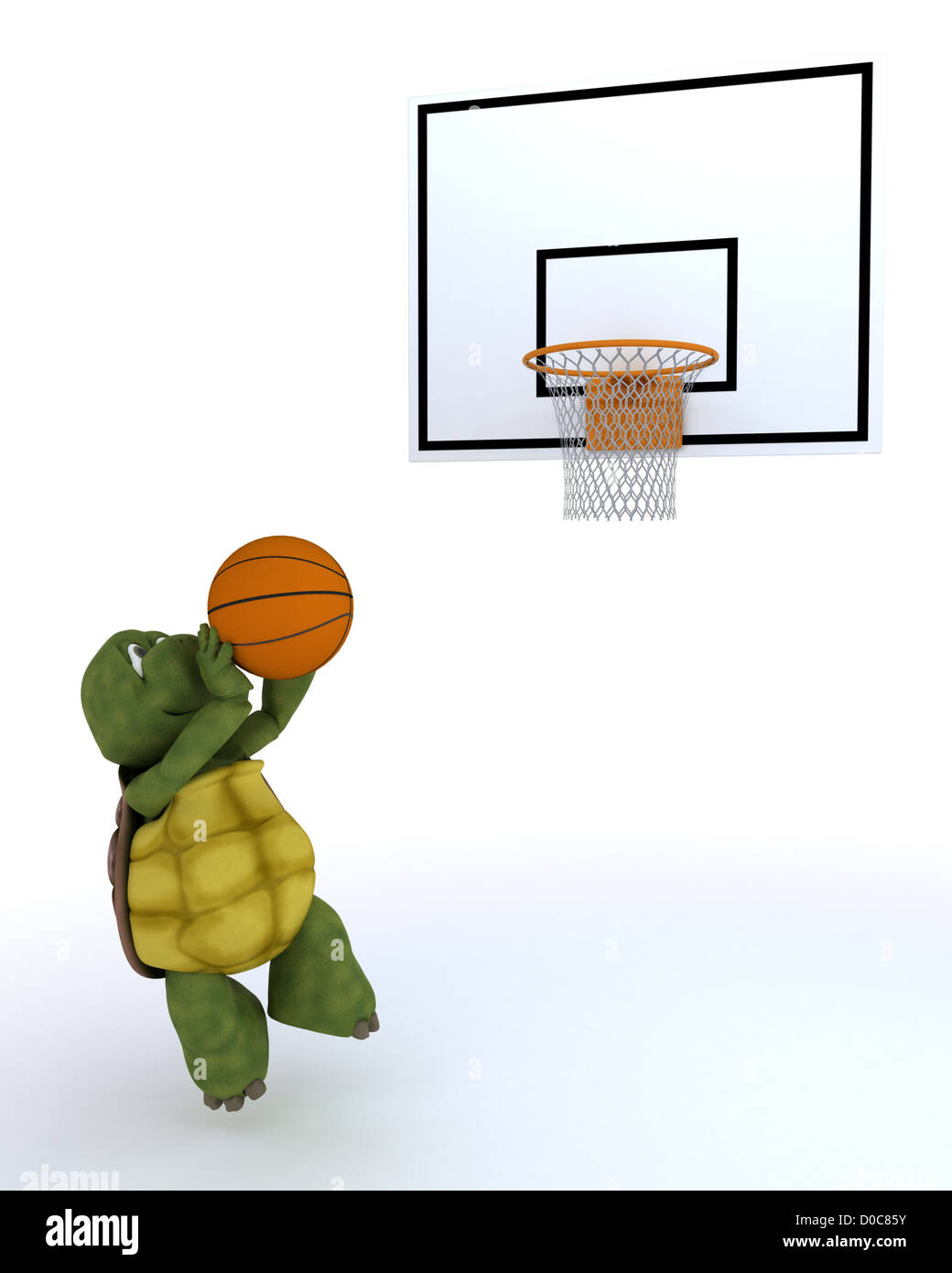 3D render of a tortoise playing basketball Banque D'Images